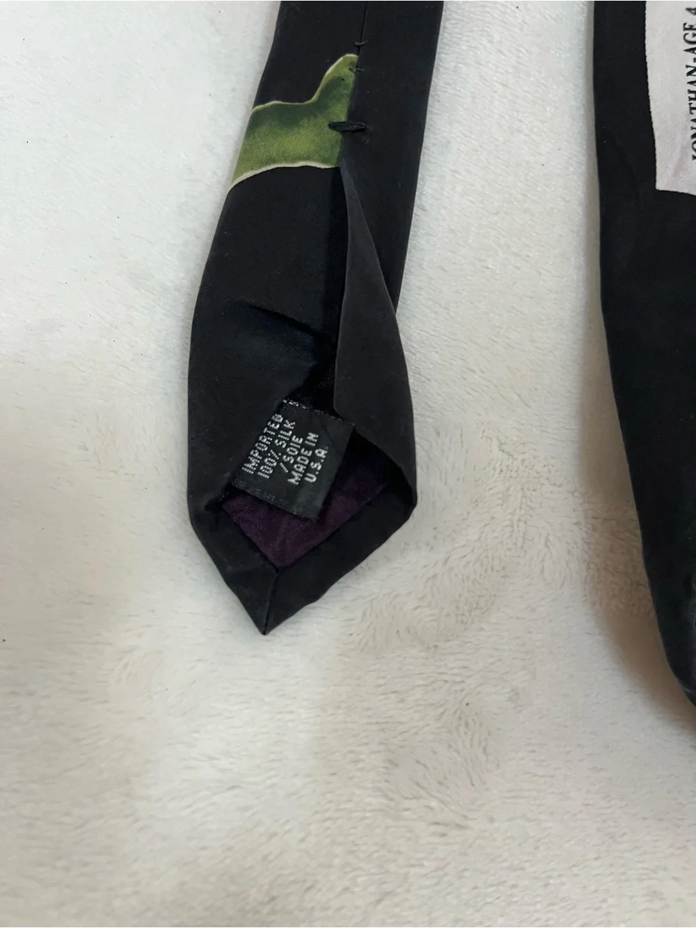 Save The Children Men's Neck Tie Happy Flowers By Jonathan Novelty Silk Black